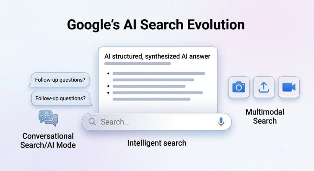 Google AI Search Evolution graphic scheme