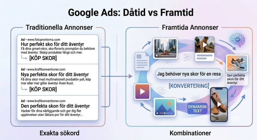 Google Ads Dåtid vs Framtid grafiskt schema